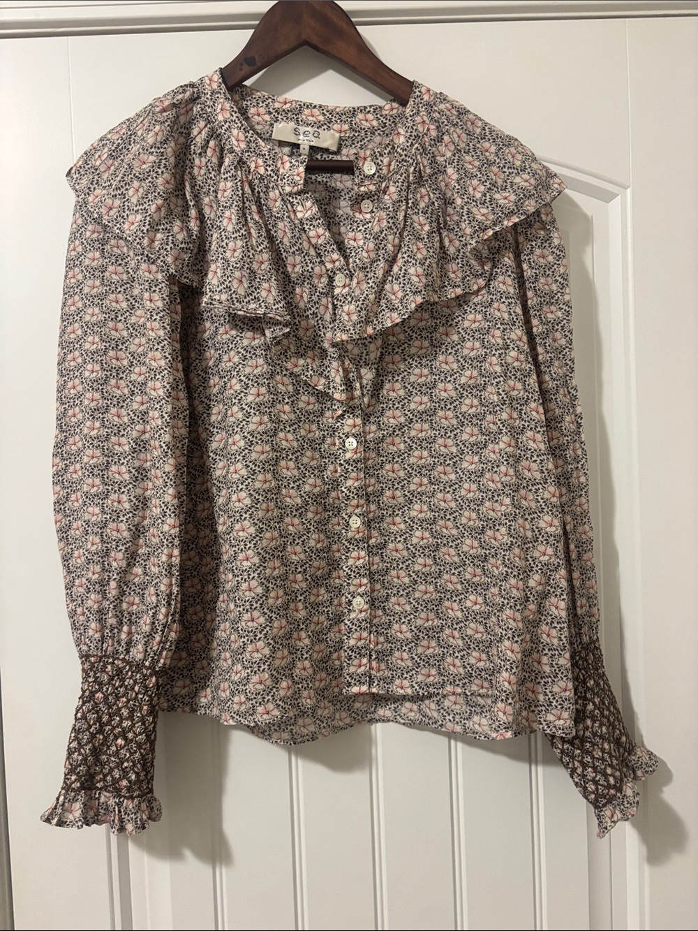 Sea New York Ruffle Button-Down Blouse